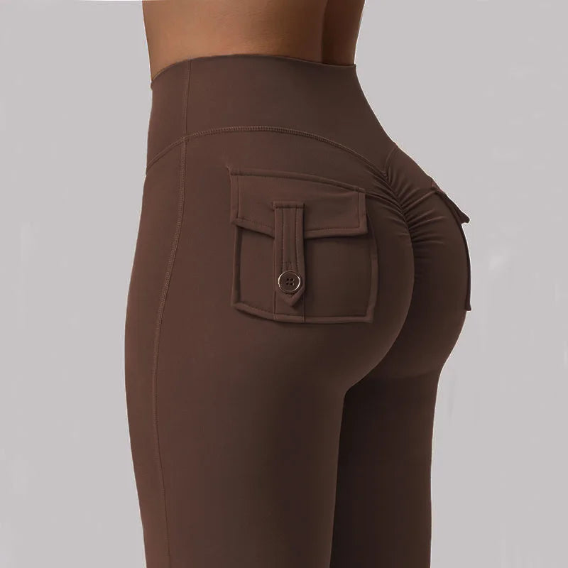 Women's Yoga Flare Trousers With Pockets For Gym And Outdoors