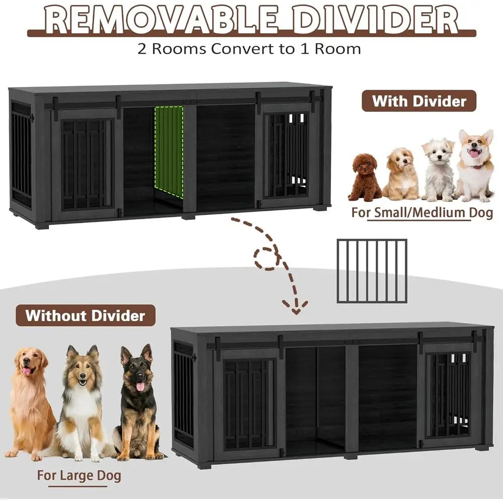 Large Dog Crate Pro Heavy Duty Sliding Door Kennel Divider