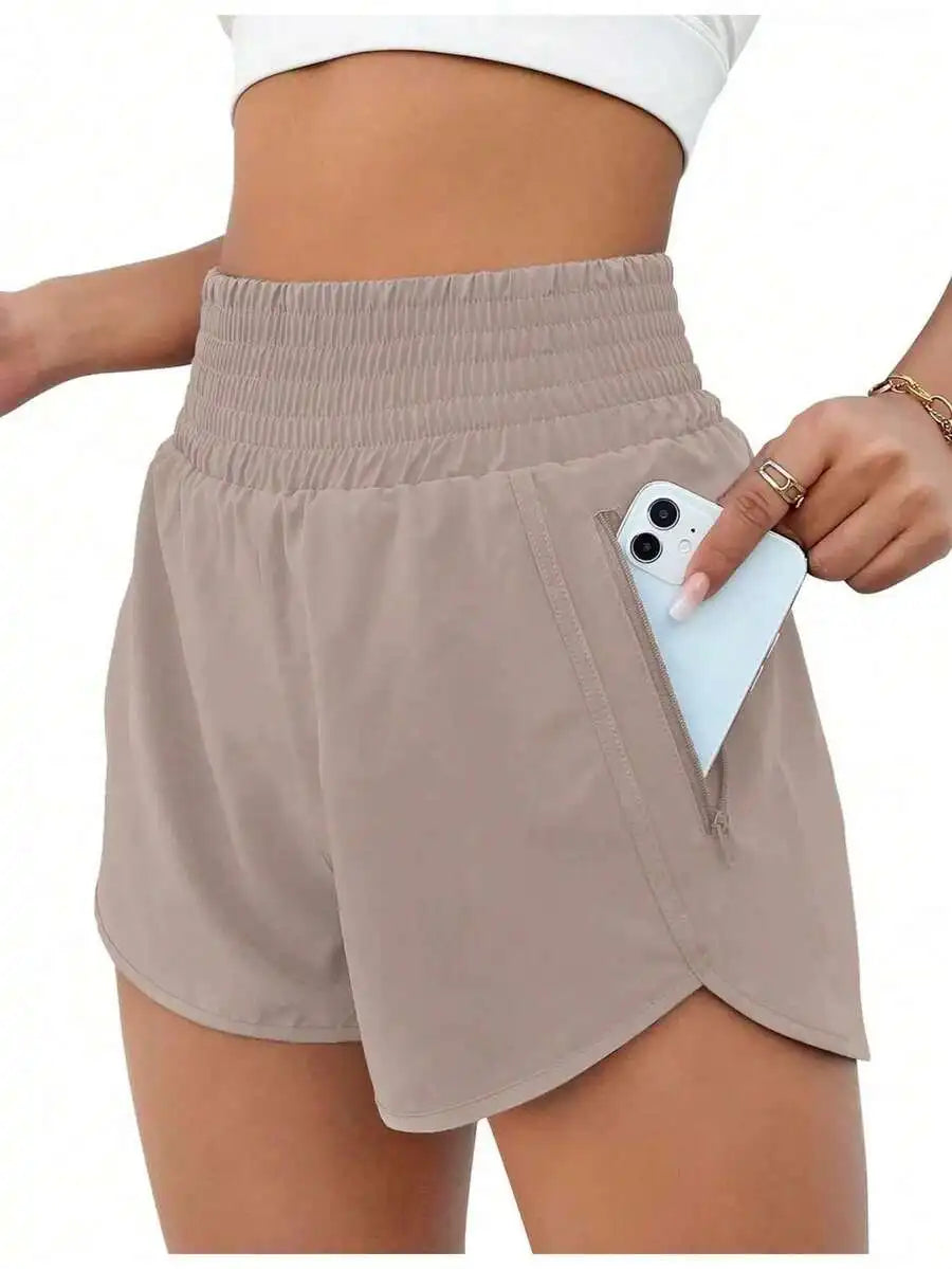 Women's High-Waisted Quick-Dry Sport Shorts With Elastic Waist For Running Yoga
