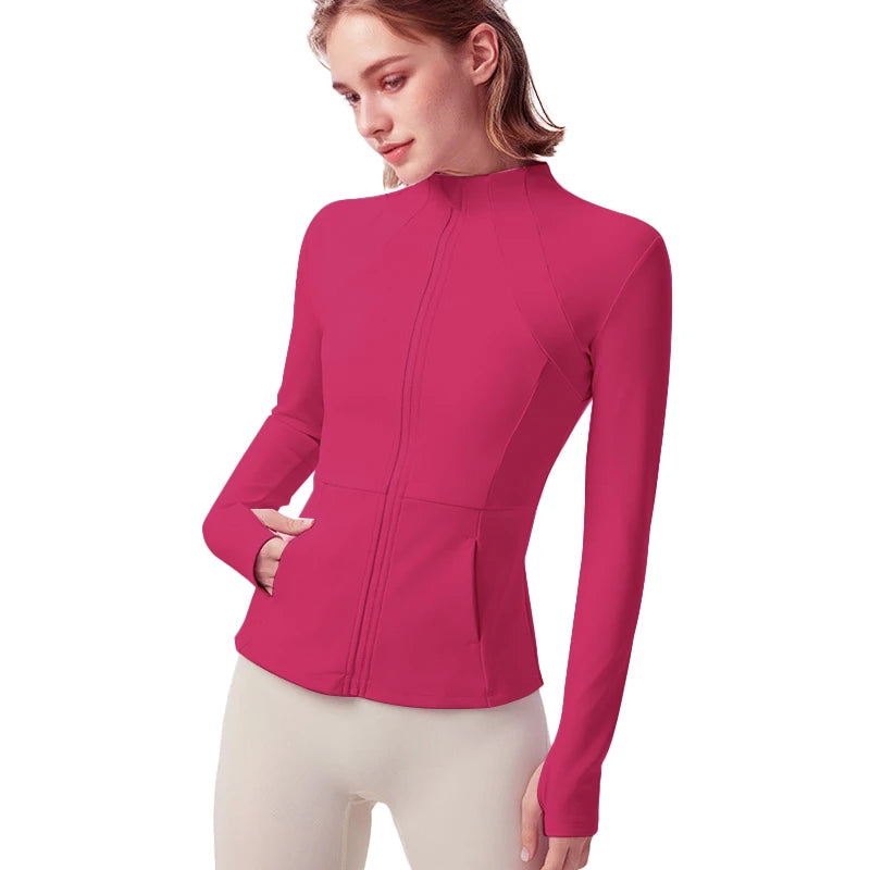 Women's Athletic Lightweight Yoga Jacket With Zipper And Pockets