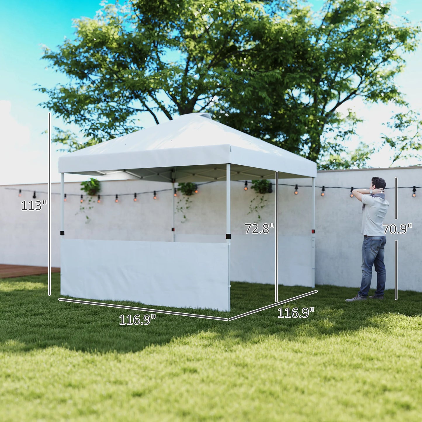Pop Up Canopy Tent With Half Sidewalls, Easy Outdoor Setup