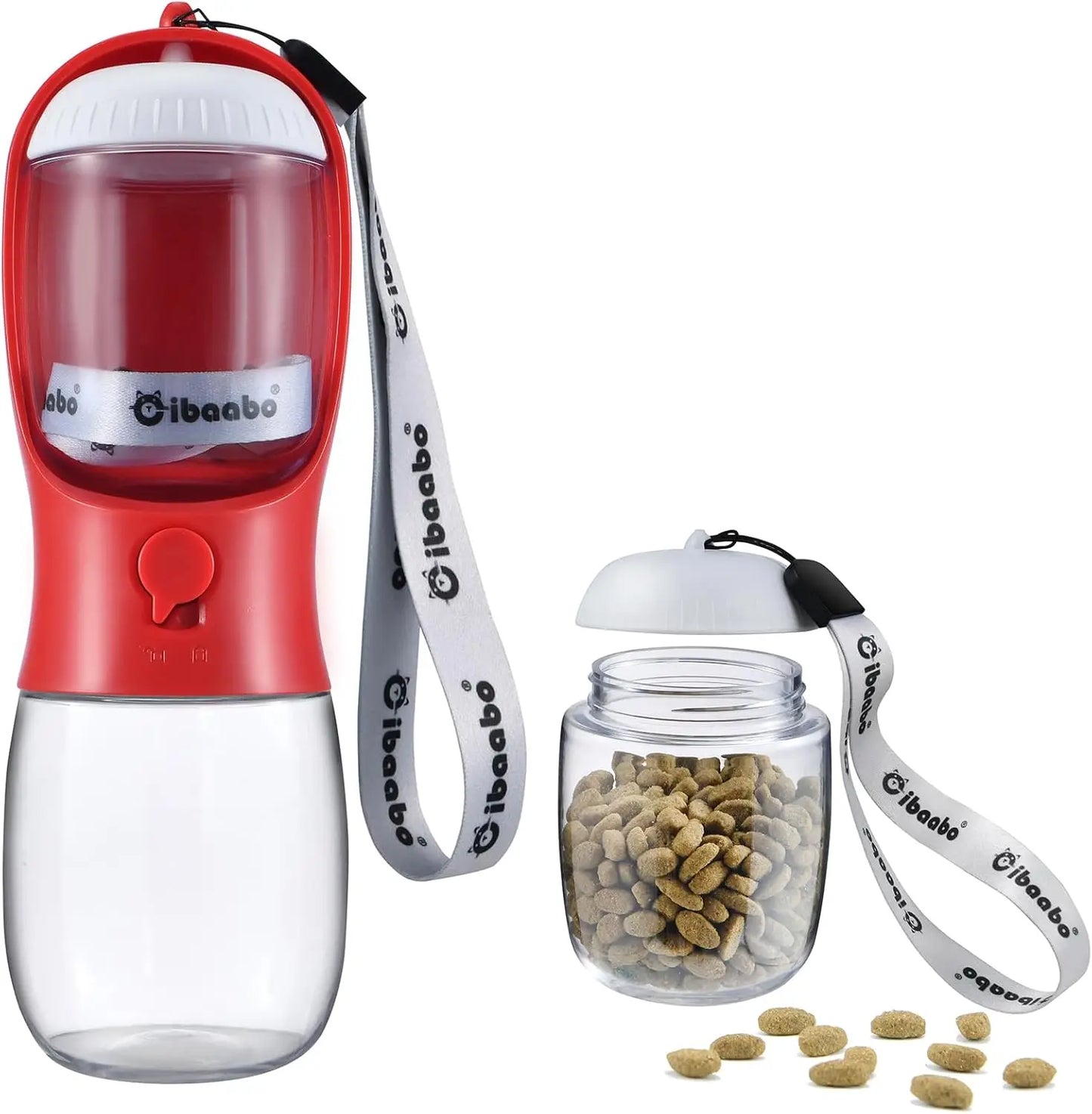 Cibaabo Dog Water Bottle With Food Container Travel Dispenser