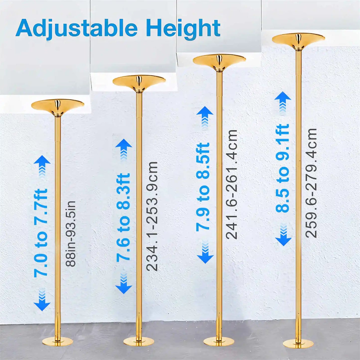 Adjustable Dance Pole With Spinning And Static Modes