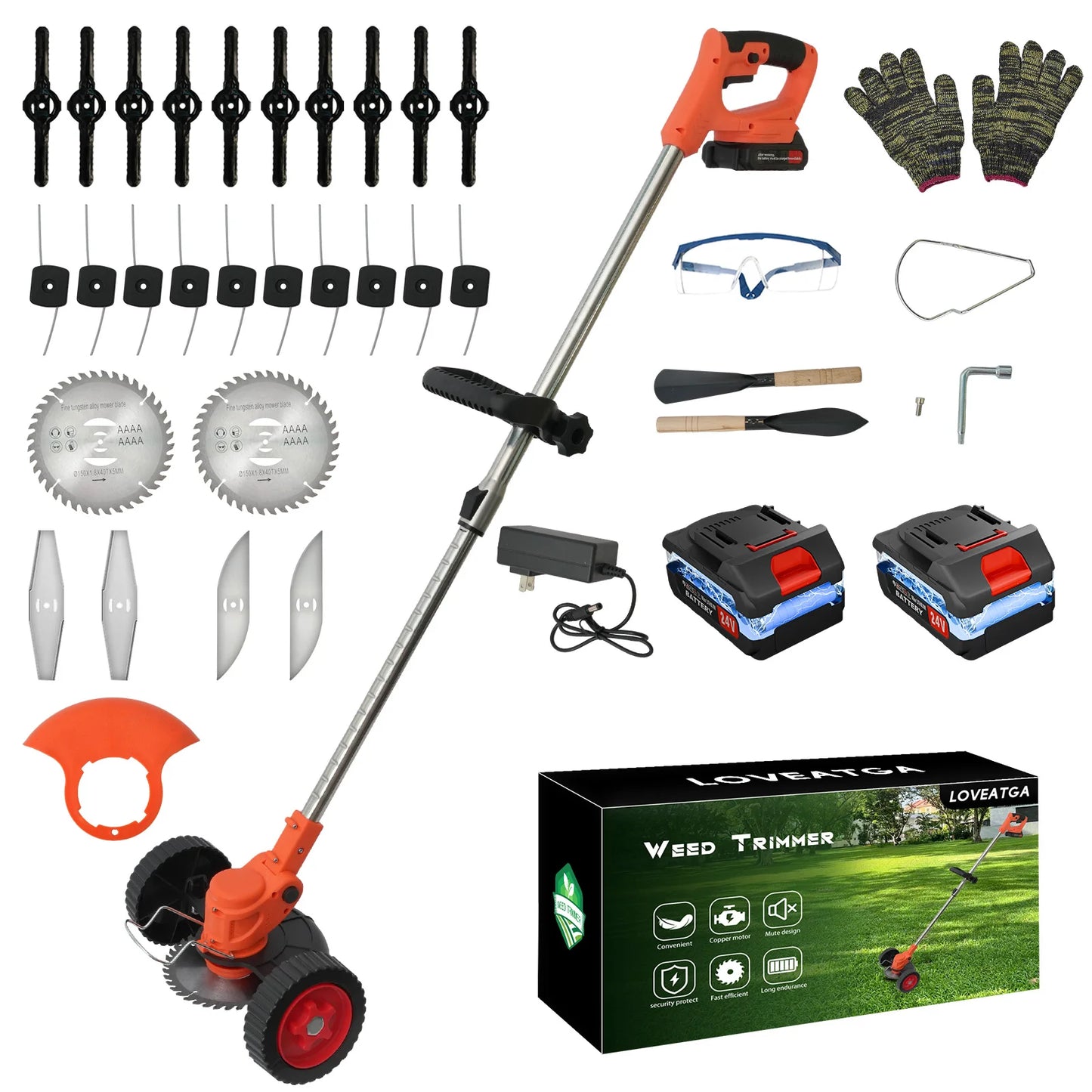21V Cordless 3-In-1 Grass Trimmer Edger and Mower with Battery