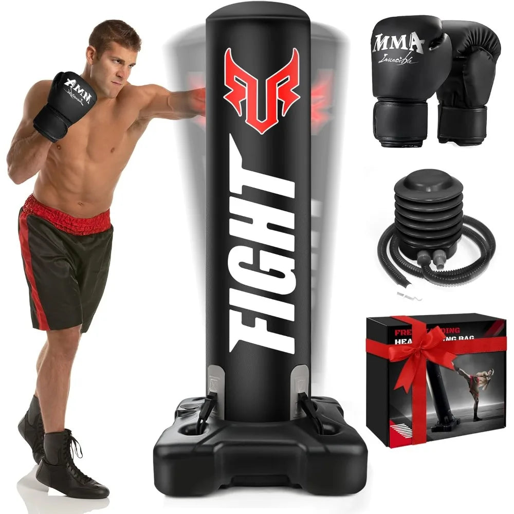 YTYIN Adult Standing Punching Bag With Upgraded Base MMA Gloves And Pump