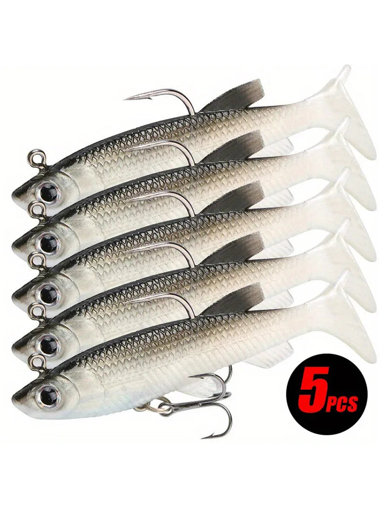 Five-Piece Realistic Soft Bait Kit For Freshwater And Saltwater Fishing