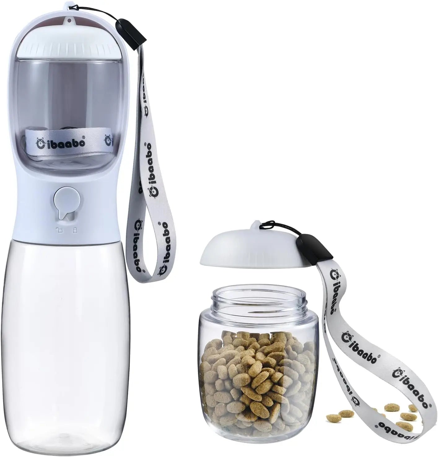 Cibaabo Dog Water Bottle With Food Container Travel Dispenser