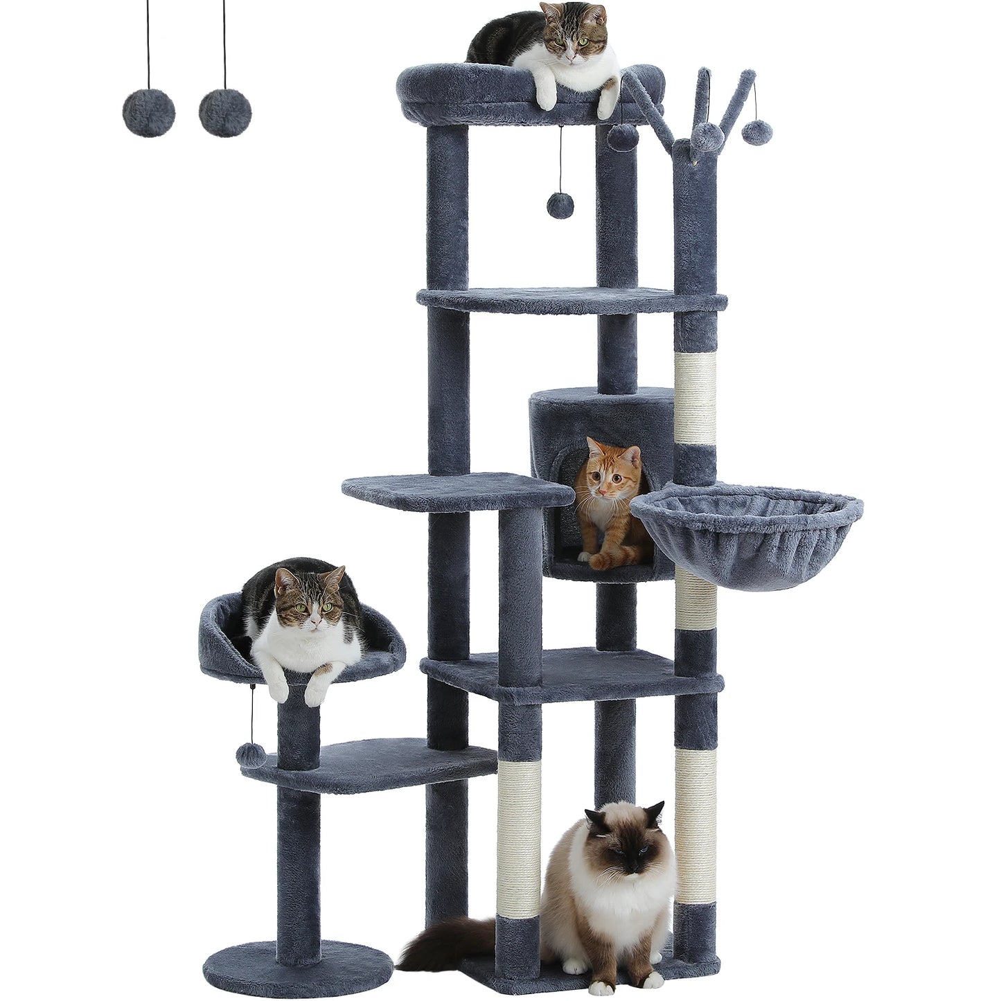 PEQULTI Multi Level Cat Tree With Scratching Posts And Hammock