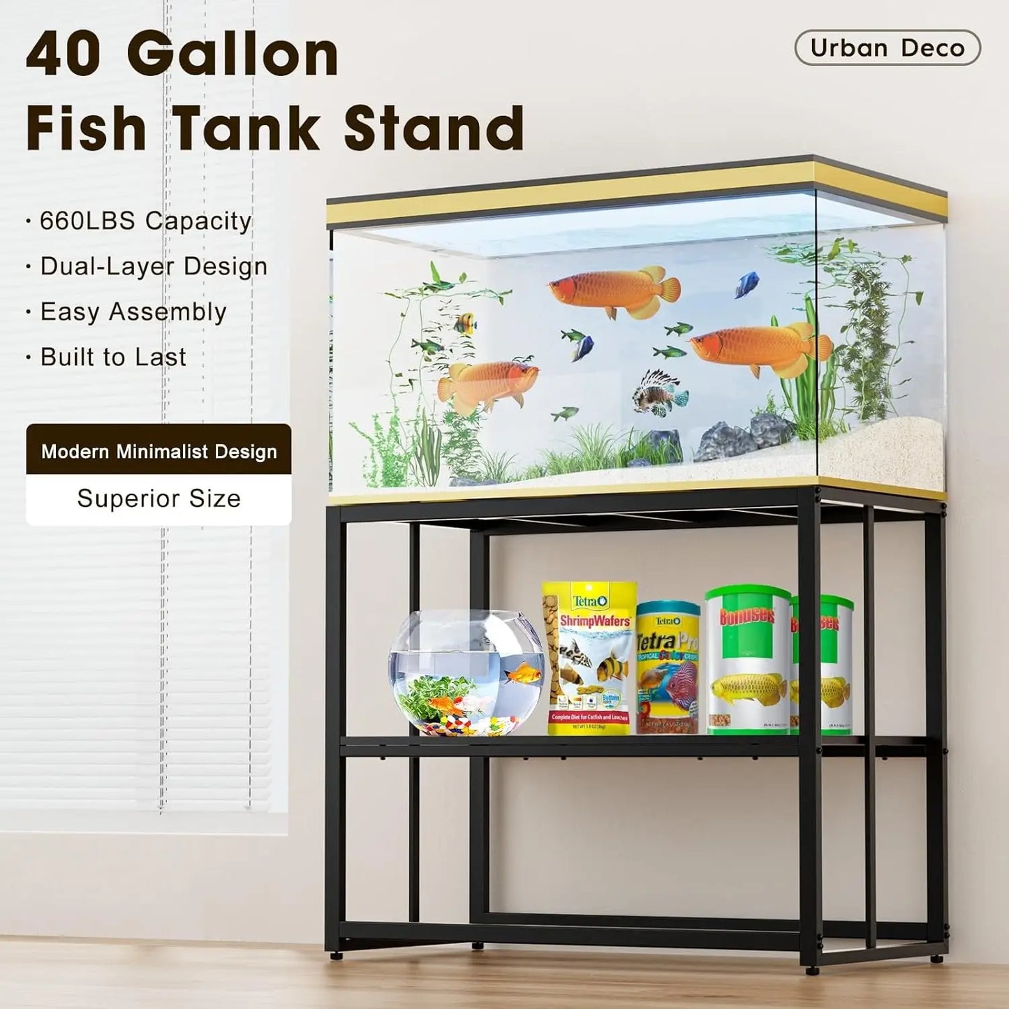 Durable Stainless Steel Aquarium Stand With Dual Layer Design