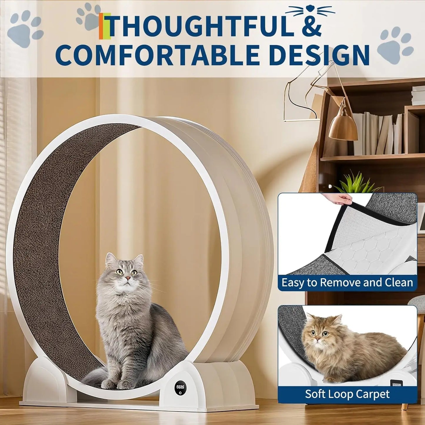 HiMISS Cat Exercise Wheel for Indoor Cats ABS Exerciser Pedometer