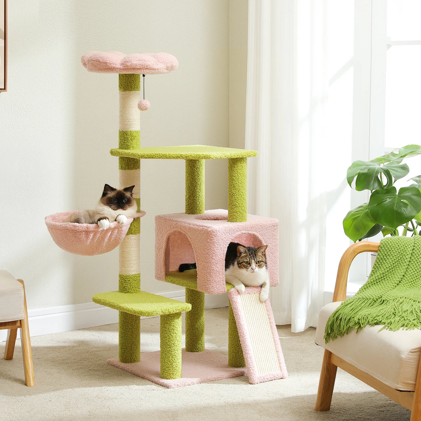 PAWZ Road Flower Cat Tree Multi Level Cat Tower With Sisal Posts Top Perch