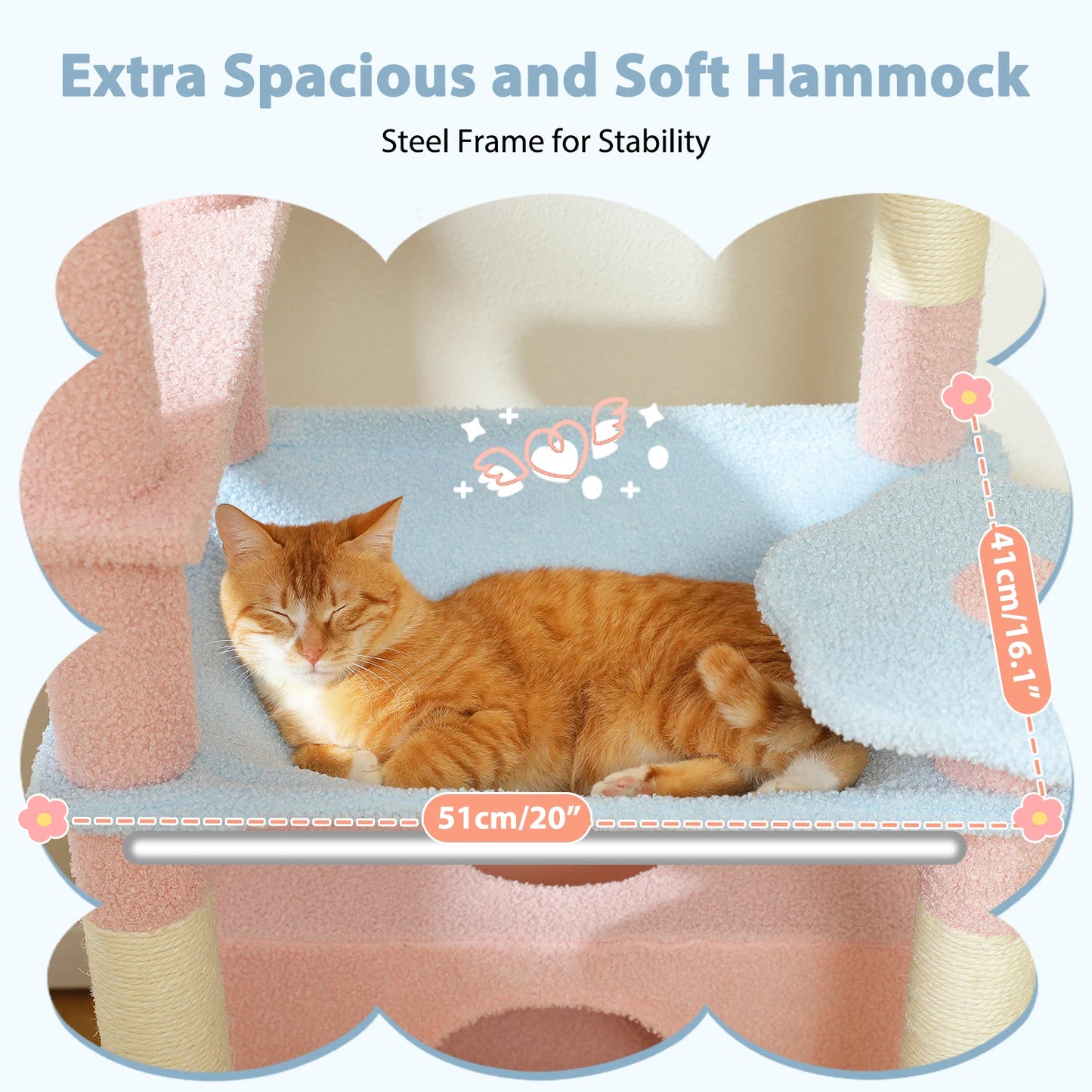 PETEPELA Cat Tree Tower For Indoor Cats With Sisal Scratching Posts And Hammock