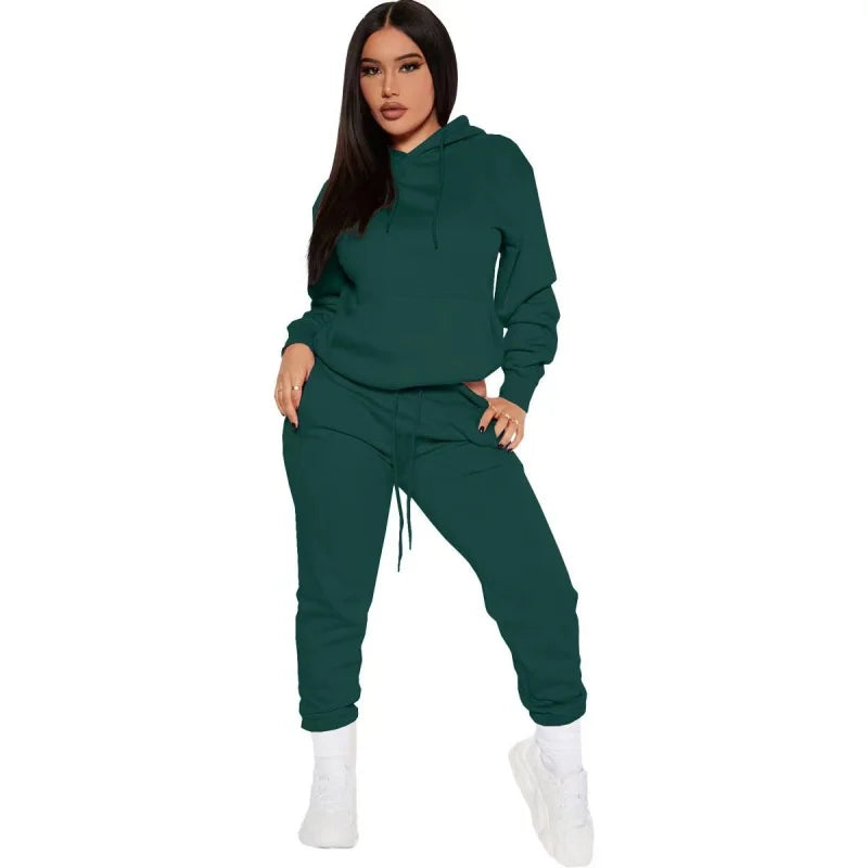 Winter Women Tracksuit Two Piece Set Oversized Hoodie Sweatpants