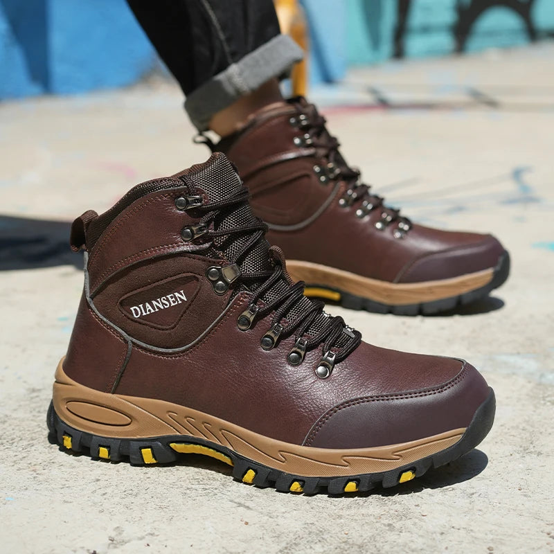 VEIGAR Waterproof Leather Safety Boots for Men Puncture Resistant