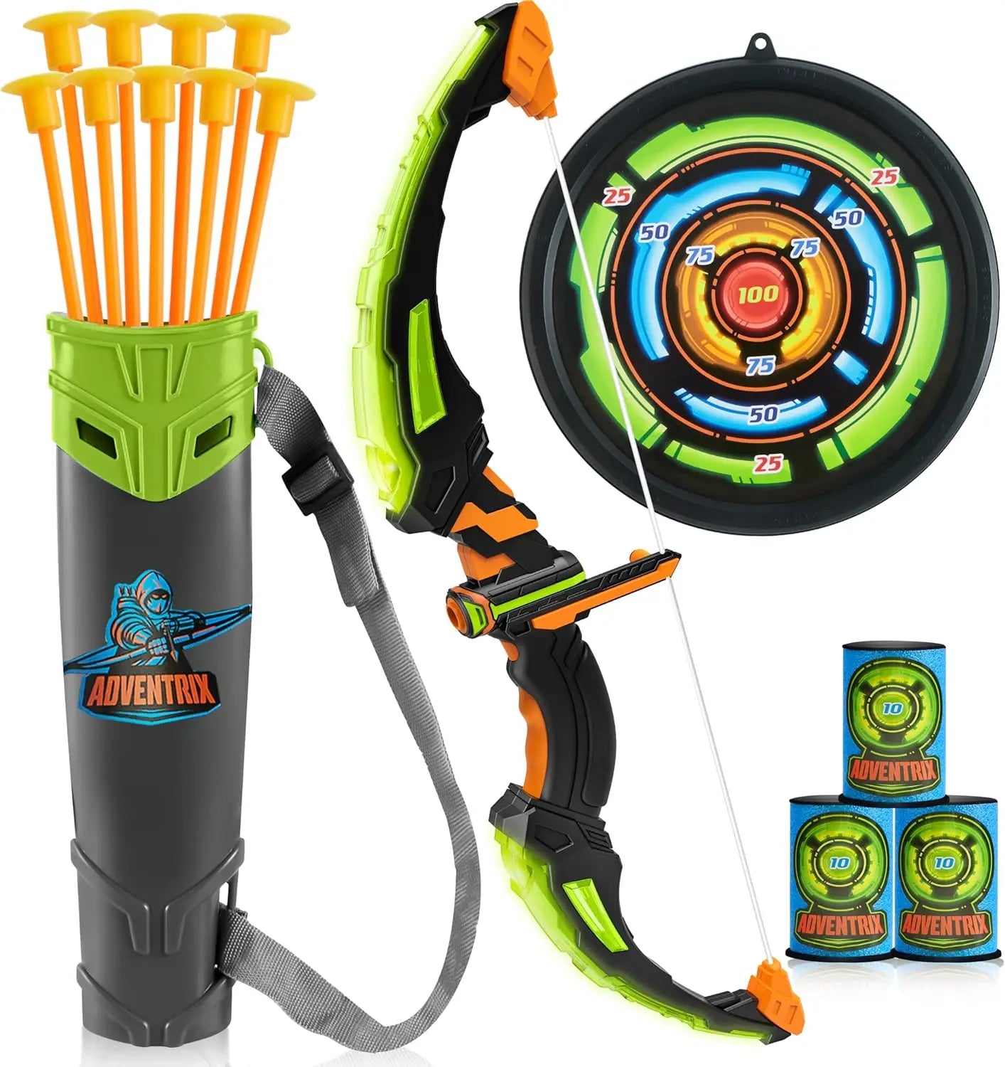 Joyfy LED Light Up Kids Bow And Arrow Set With Suction Cup Arrows