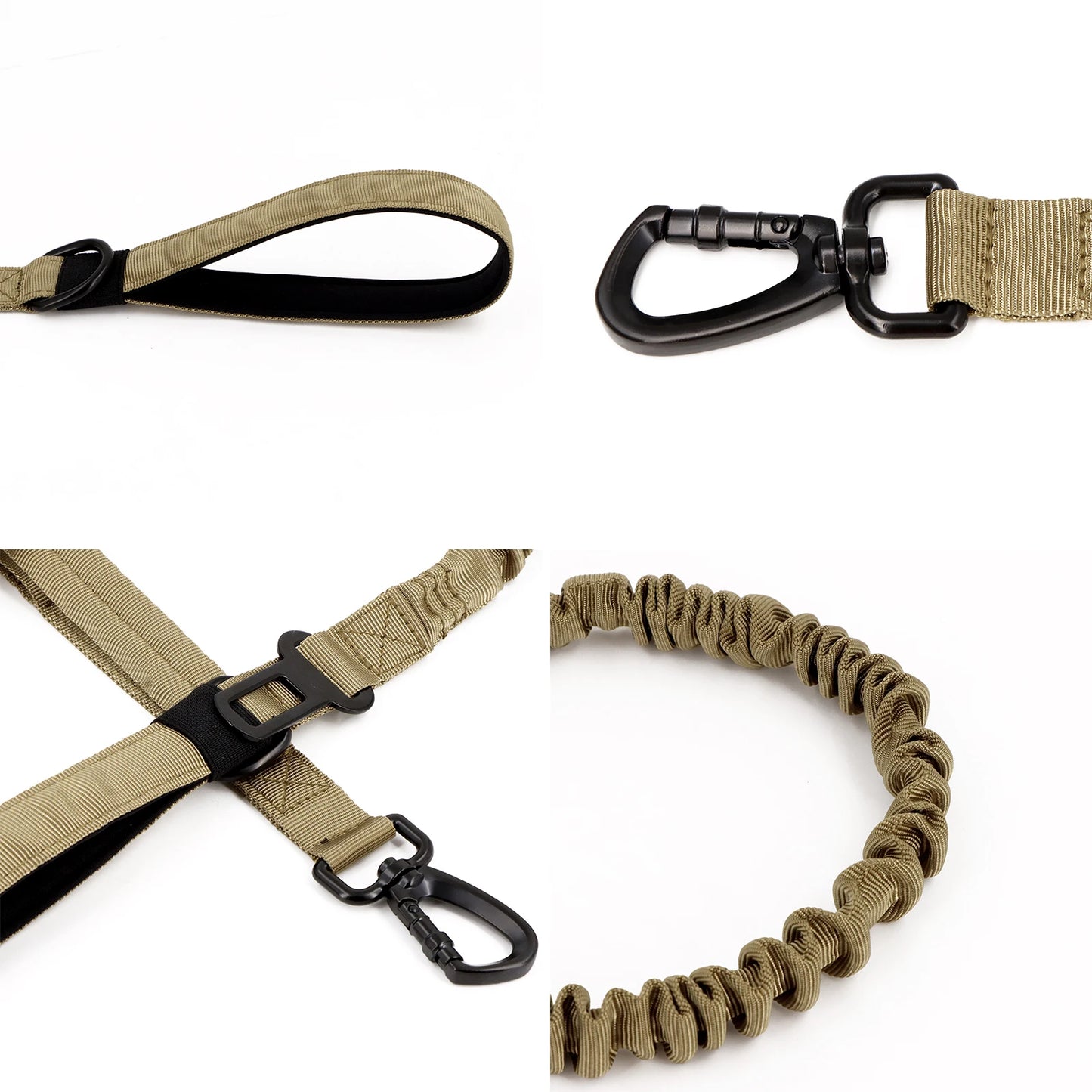 PETRAVEL Military Dog Leash With Quick Release Adjustable Elastic Rope