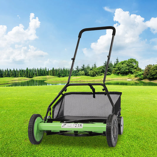 Manual Lawn Mower With 9 Adjustable Heights And Sharp Manganese Steel Blades