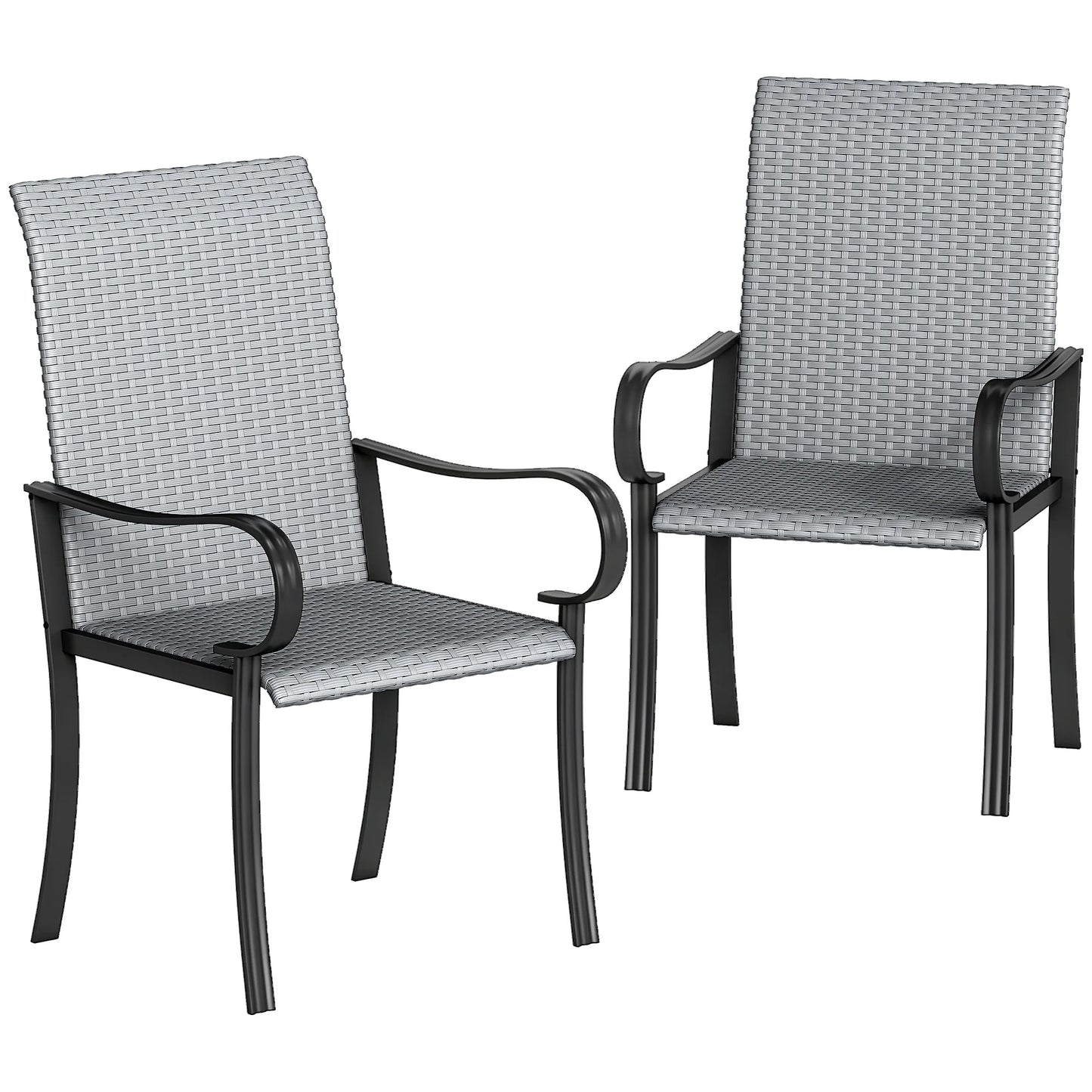 Outdoor Wicker Dining Chairs With Armrests Set Of 2