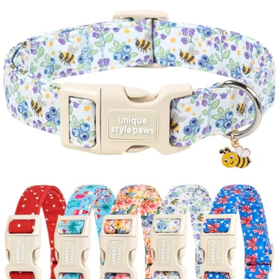 Dog Collar With Coconut Tree Pendant And Plastic Buckle For Small To Large Dogs