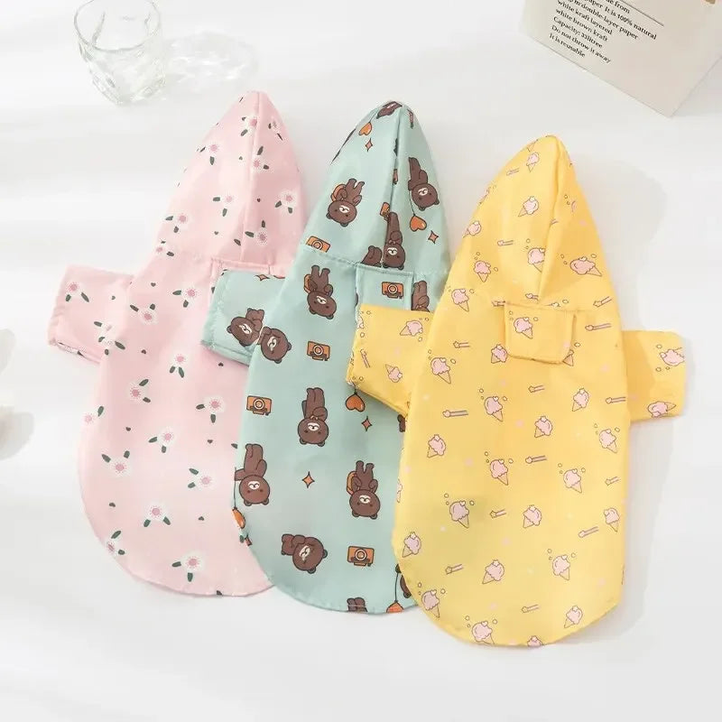 Dog Raincoat Summer Fashion Short Sleeve Waterproof Coat For Dogs