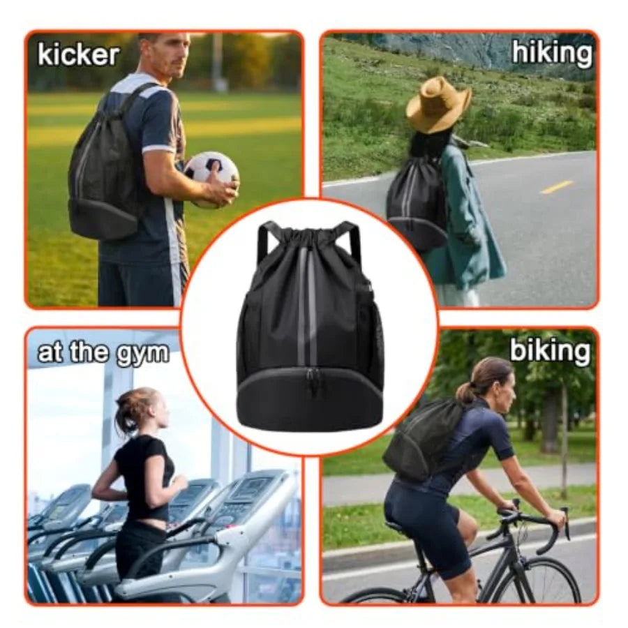 Football Boot Bag Drawstring Wet Dry Separation Waterproof Gym Sack