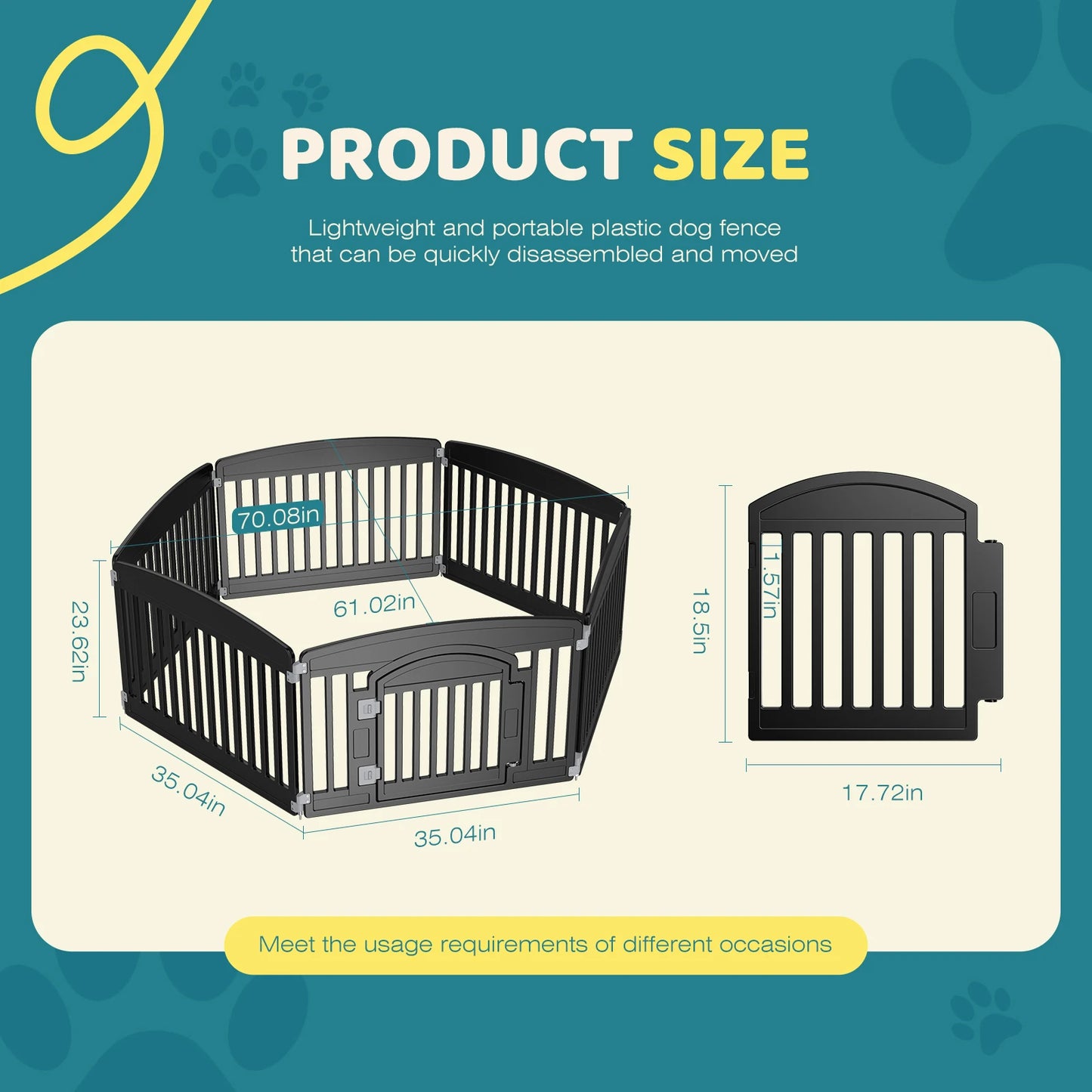 JHK Plastic Dog Playpen 6-Panel Expandable Pet Fence For Dogs