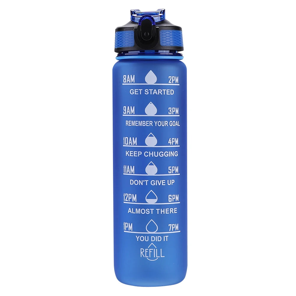 Sports Water Bottle Leakproof Frosted Cup With Time Scale Fitness