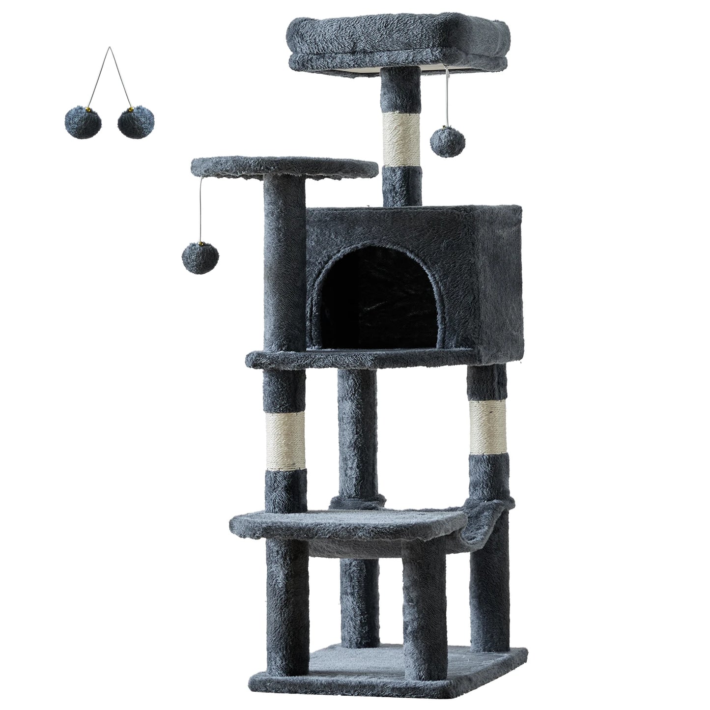 JHK Cat Tree Tower For Cats With Sisal Scratching Posts