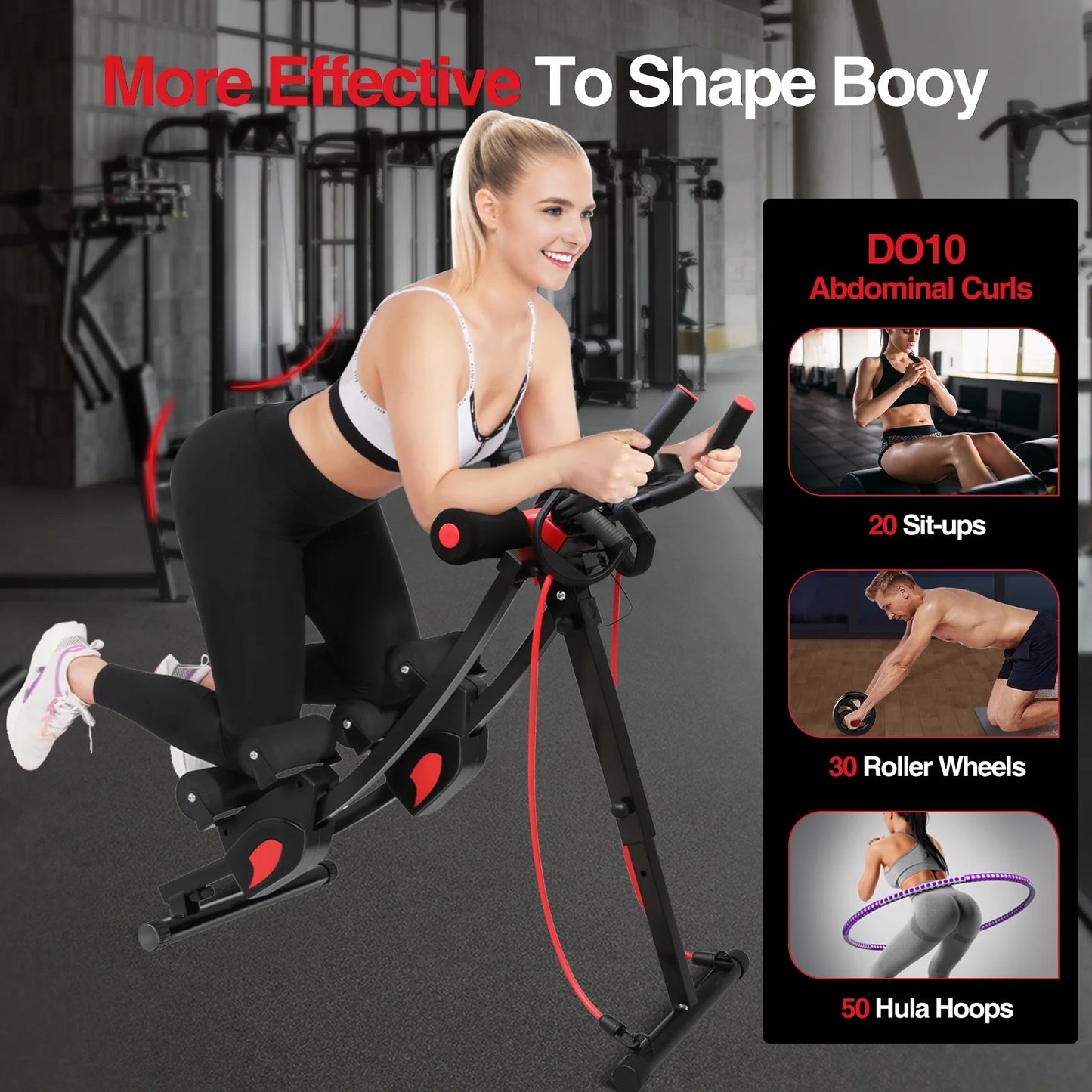 Abdominal Roller Machine With Adjustable Height And Foldable Design