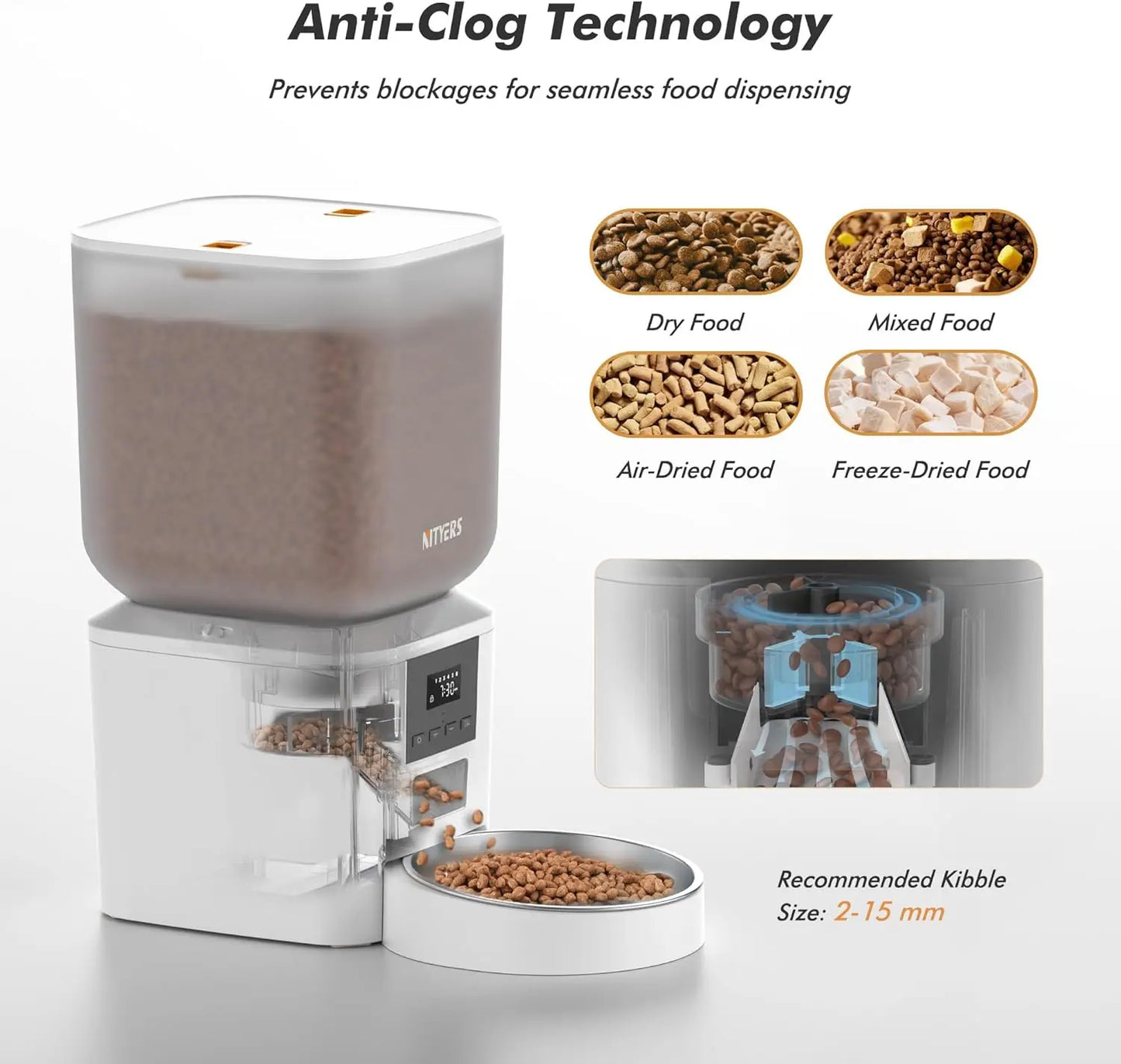 Automatic Pet Feeder With LCD Screen Timed Feeding 6 Meals