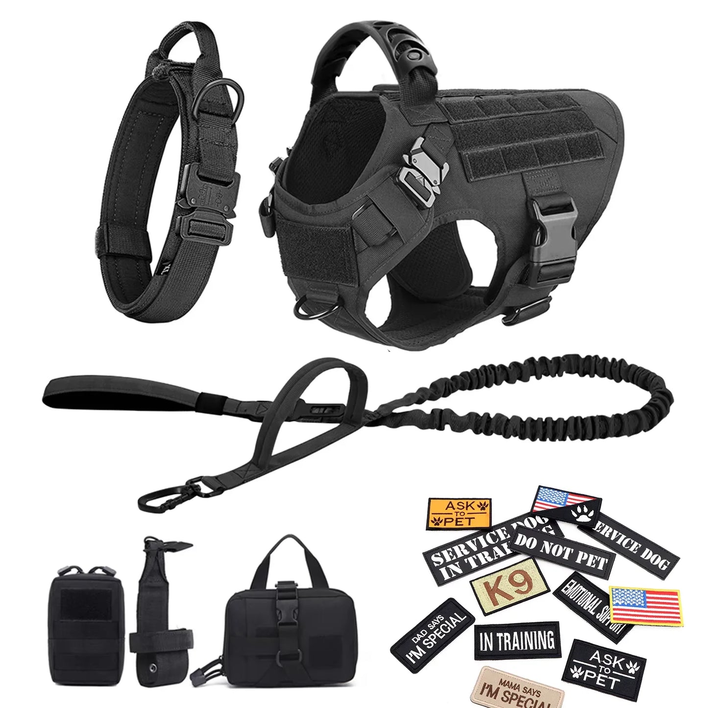 Military Large Dog Harness Vest Set For Malinois Training Accessories