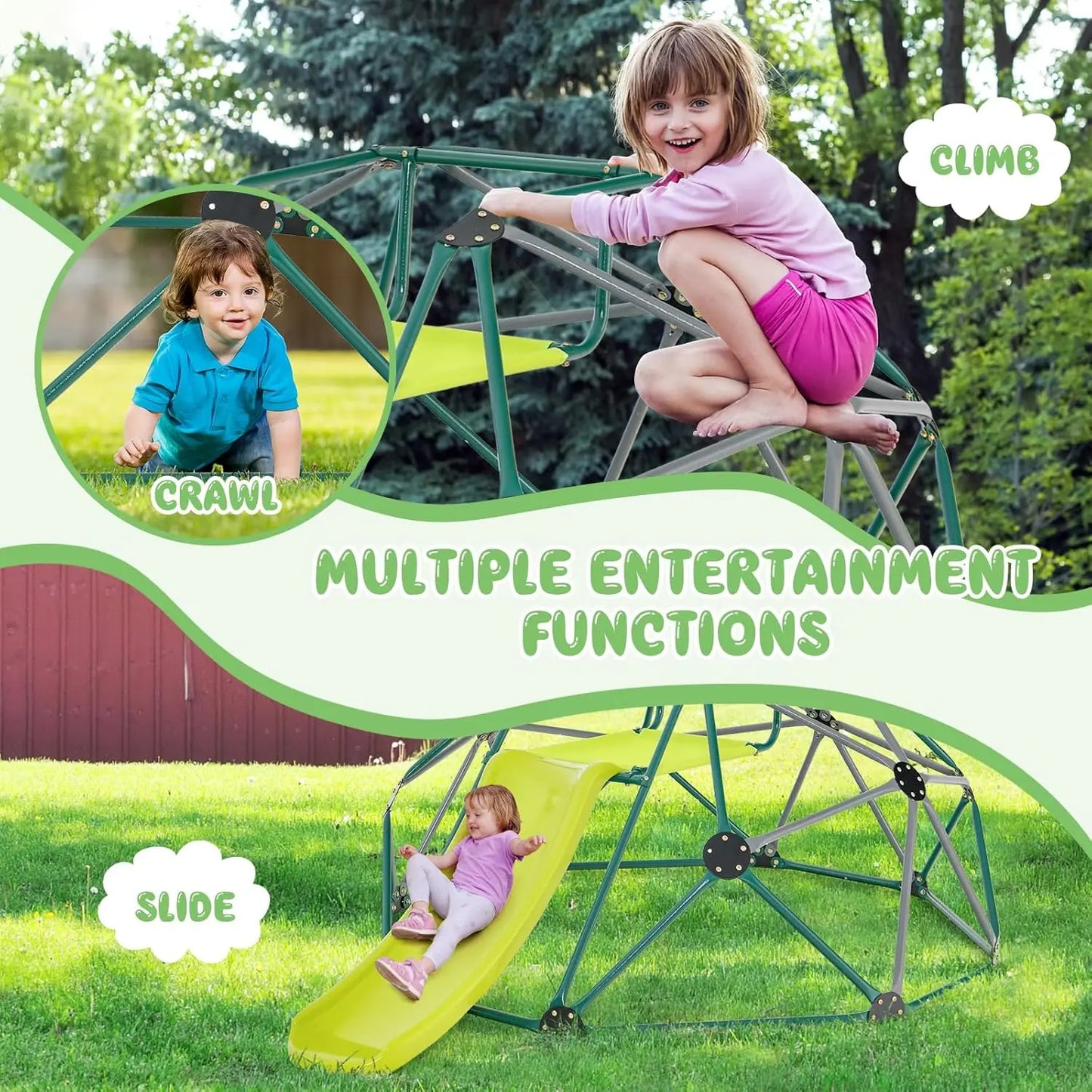 Kids Jungle Gym With Slide 2-In-1 Indoor Outdoor Play Set