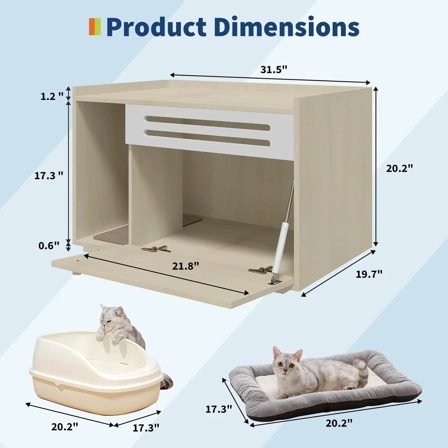 Studyset Ventilated Cat Litter Box Furniture With Flip Down Door
