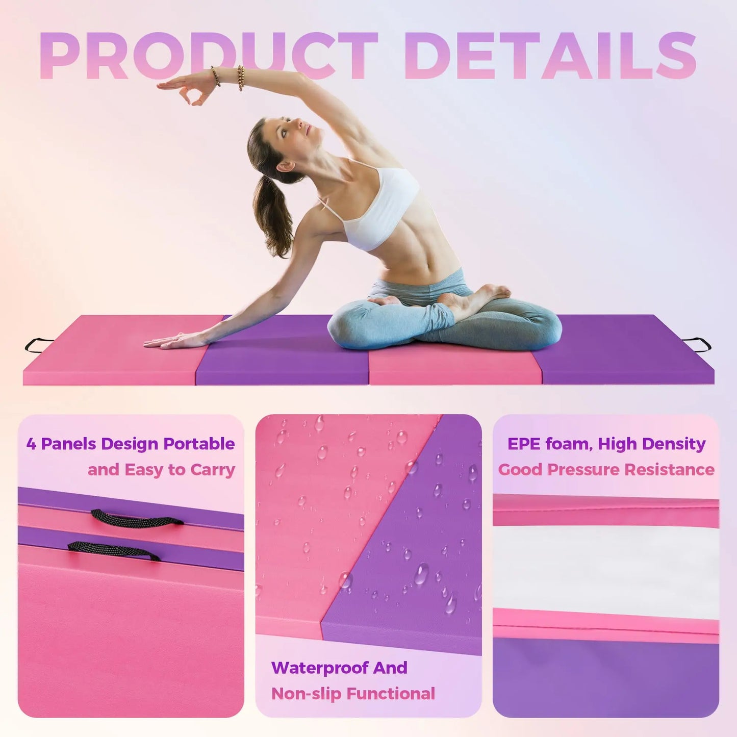HiMISS Gymnastics Mat Foldable Tumbling Mats For Home Workouts