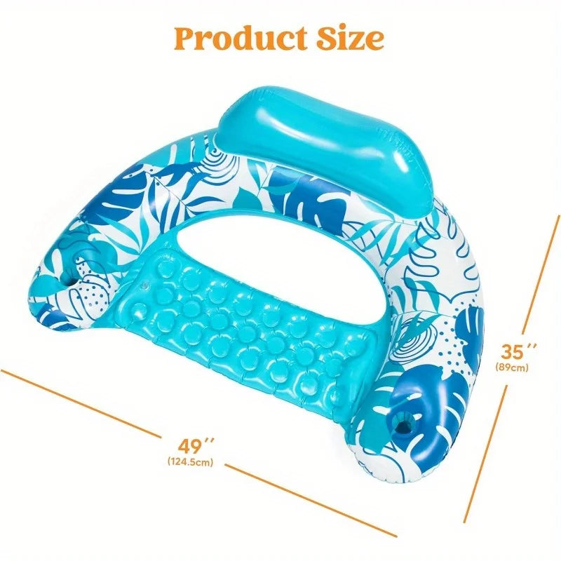 Inflatable Pool Chairs Set With Cup Holders And Headrest