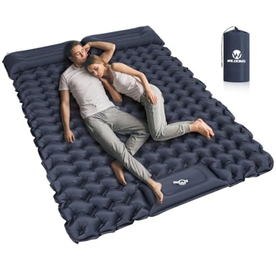 Double Sleeping Pad For Camping Inflatable 2 Person With Pillow Pump
