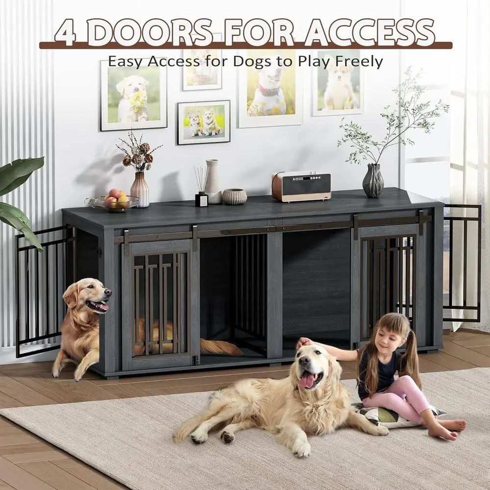 Large Dog Crate Pro Heavy Duty Sliding Door Kennel Divider