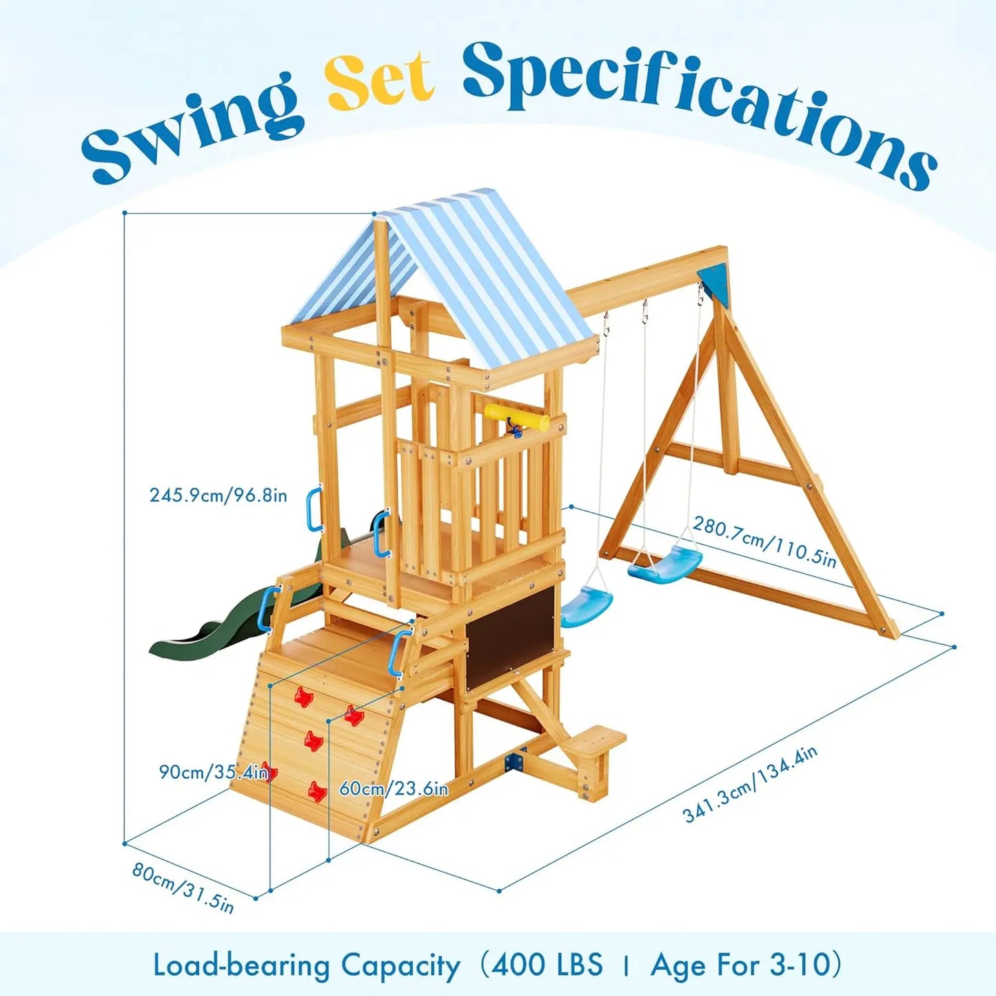 Rolife Robud Wooden Swing Set With Dual Swings Fort