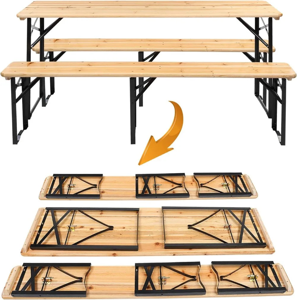 Folding Picnic Table With Benches Weather-Resistant For Outdoor Use