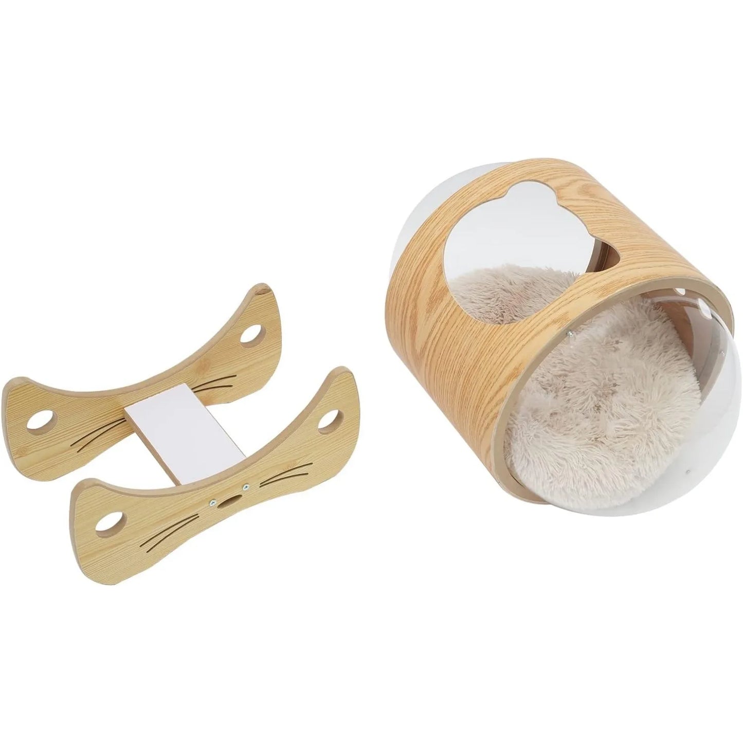 Cat Pod Bed With Wooden Frame And Acrylic Dome For Pets