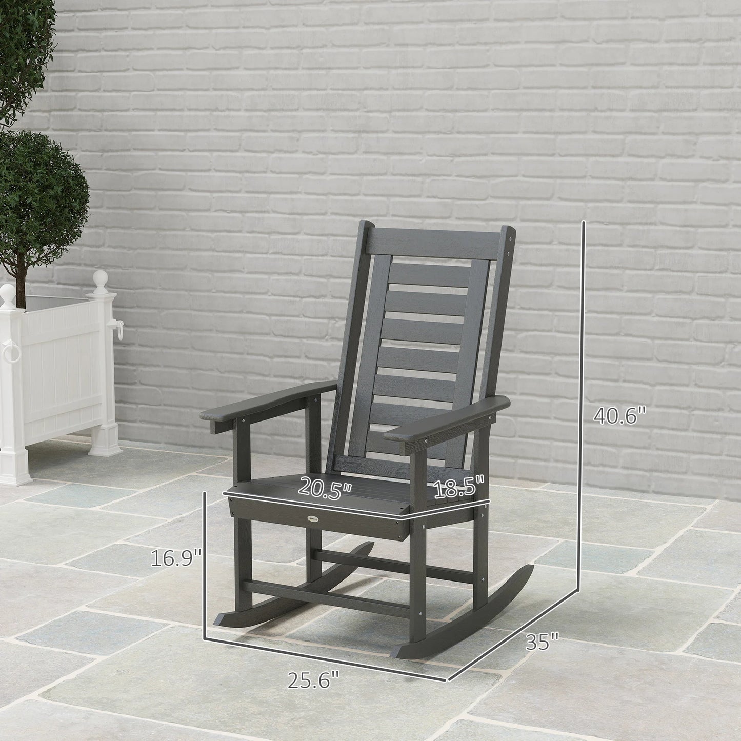2 Outdoor Rocking Chairs, HDPE High Back Patio Rockers