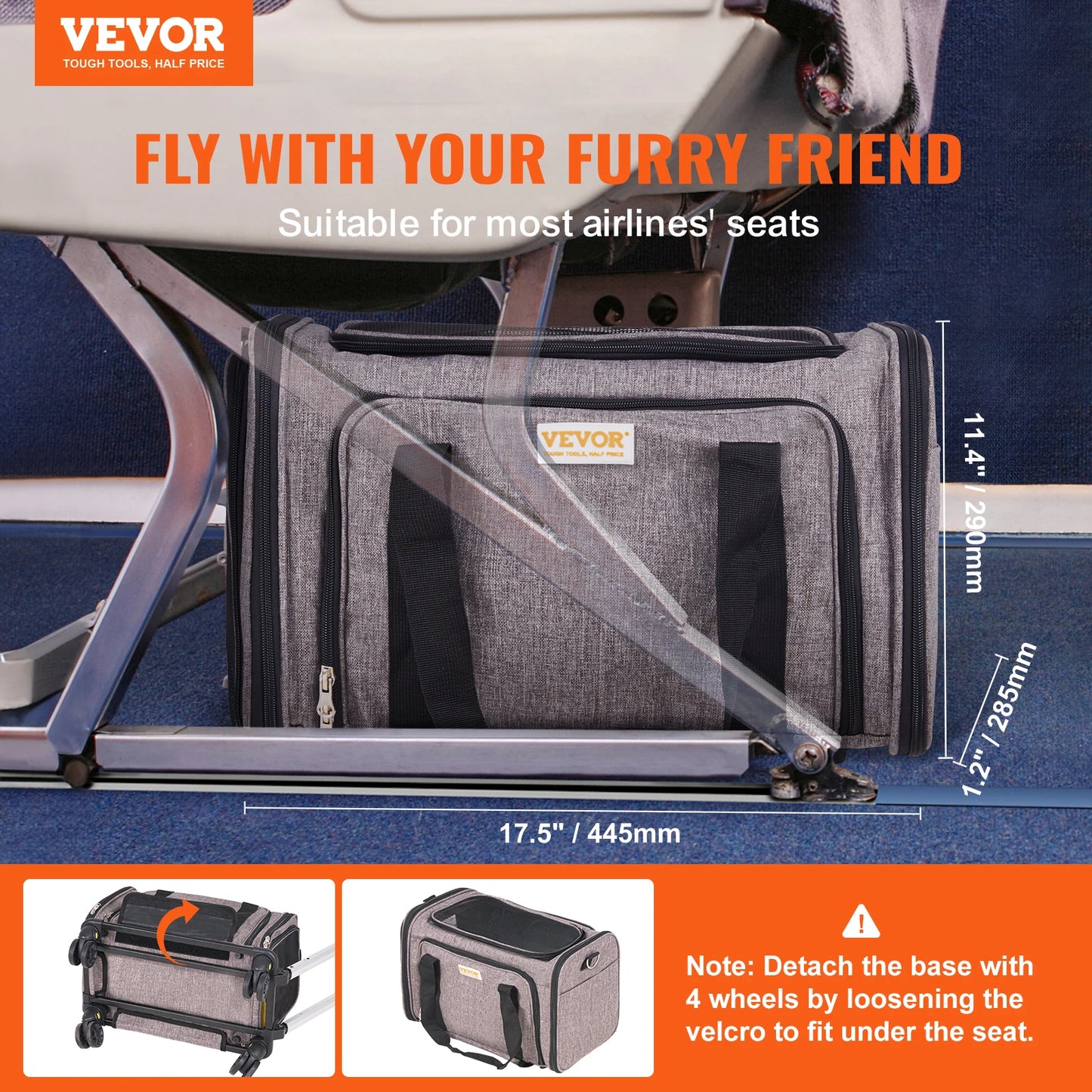 Pet Carrier Backpack With Telescopic Handle And Four Wheels