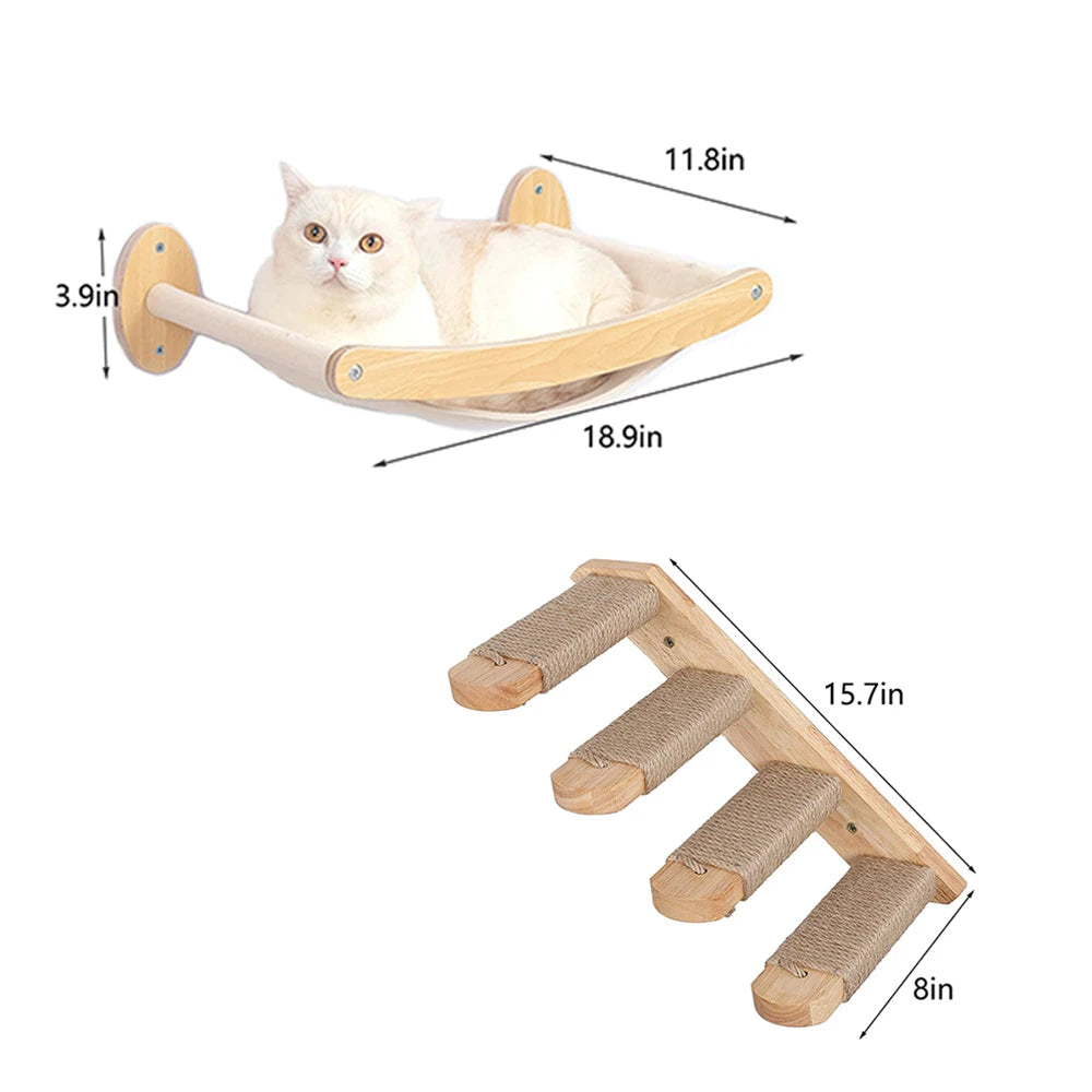 PETRAVEL Cat Hammock And Stairway With Sisal Rope Wall