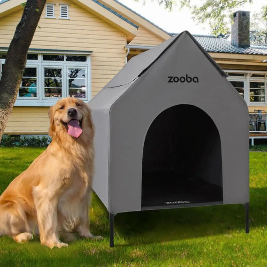 Elevated Dog House Bed for Indoor Outdoor Weatherproof Use