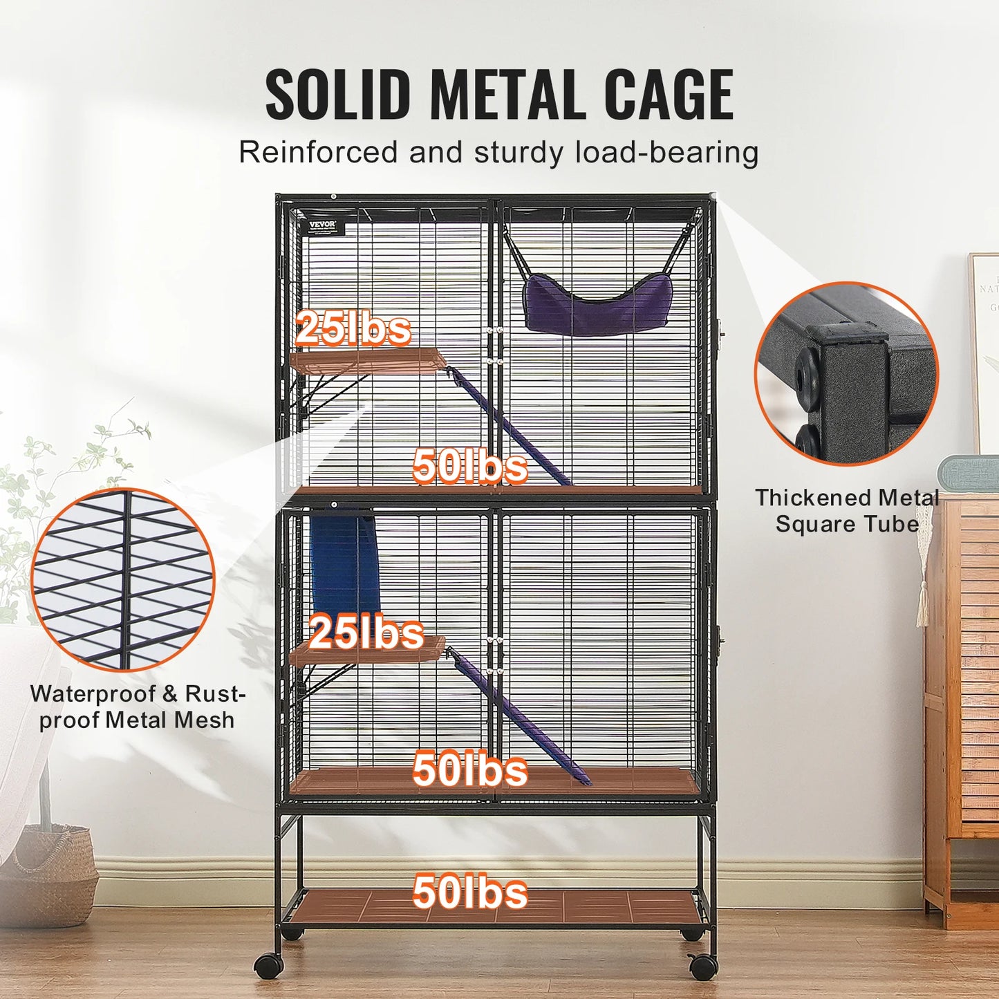 SucceBuy Four-Tier Rolling Metal Ferret Cage Ideal For Pets