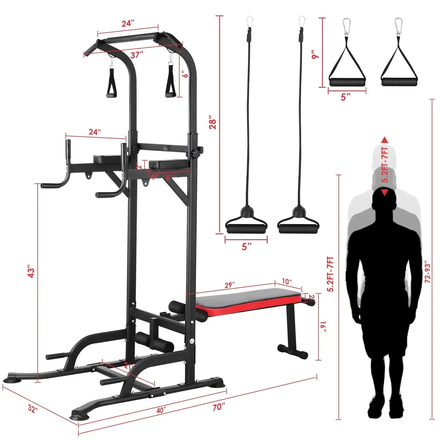 Power Tower and Adjustable Weight Bench System for Pull Ups