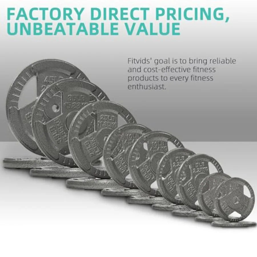 Cast Iron Weight Plates Set With Barbell Bar And Locks