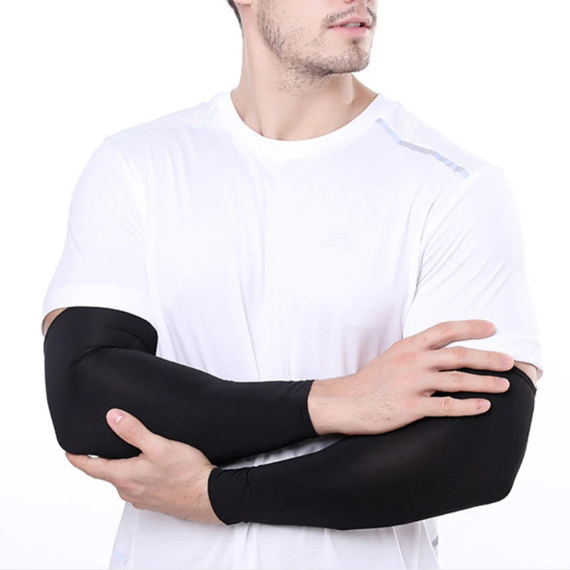 Unisex Cooling Arm Sleeves UV Sun Protection For Running