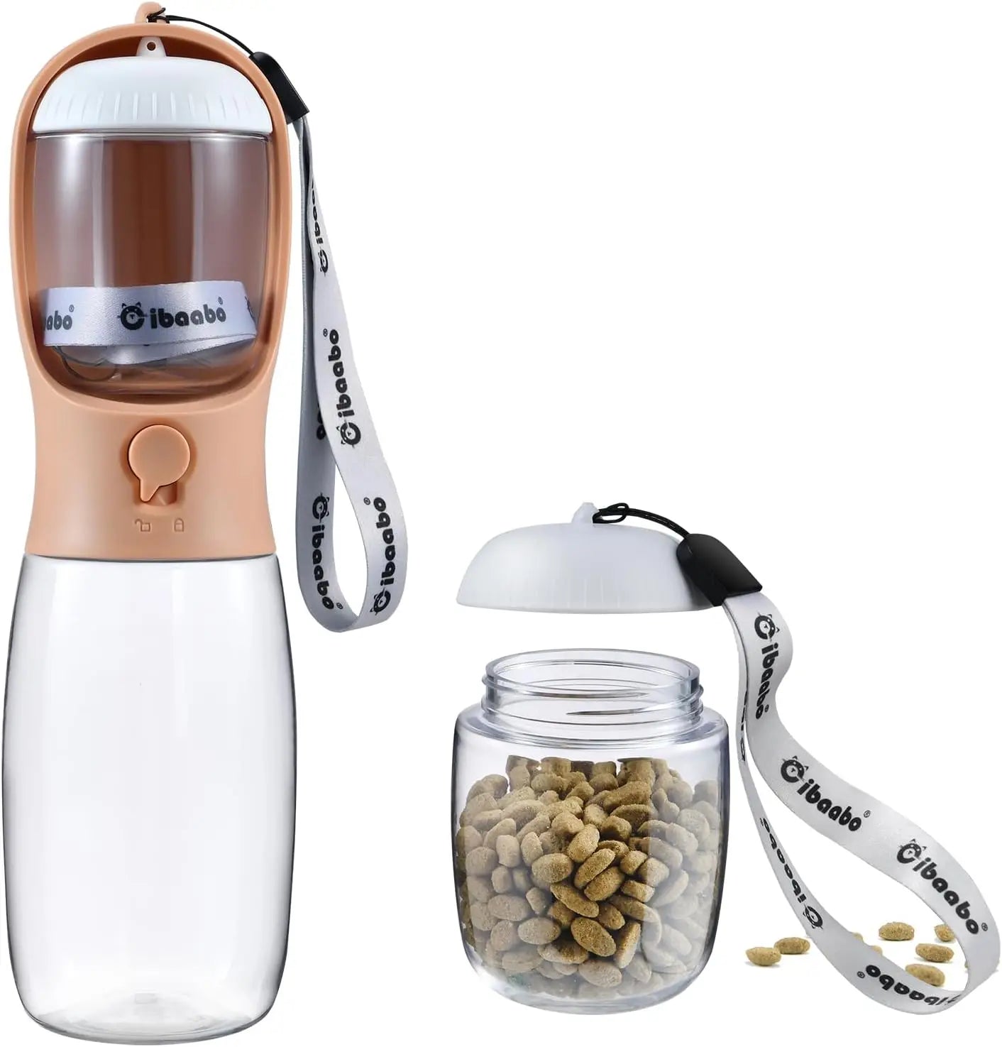 Cibaabo Dog Water Bottle With Food Container Travel Dispenser