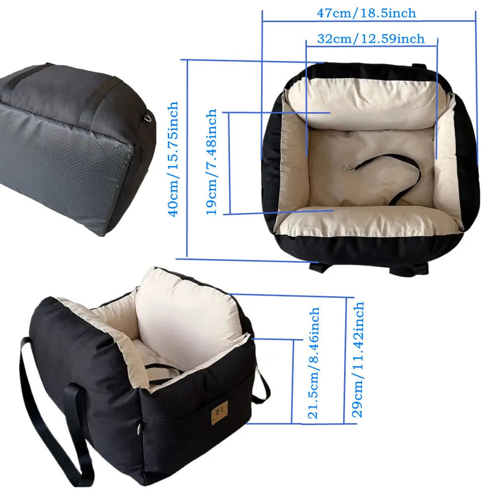 Dog Car Seat With Safety Belt Universal Pet Nest Cushion